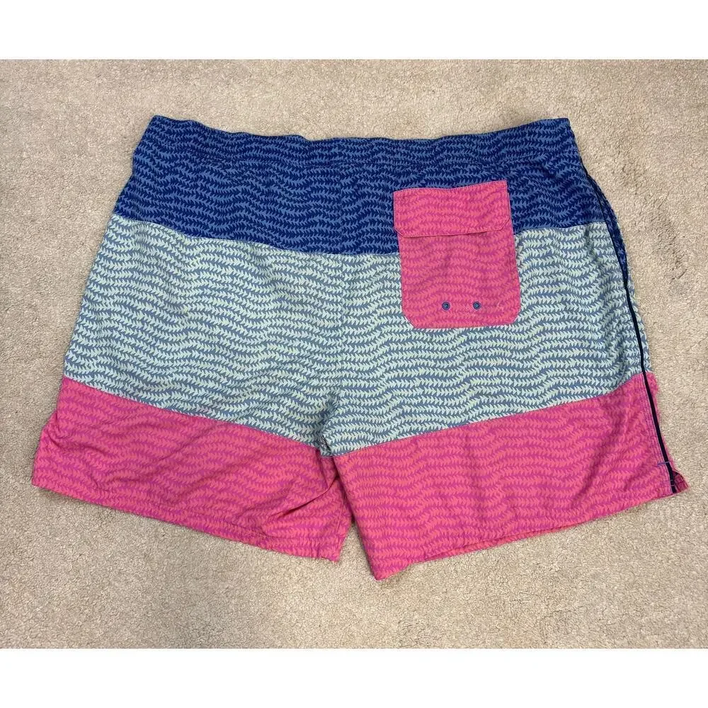Vineyard Vines Men's Printed Chappy Trunks Wavy Tails 3-Color Stripe Size 2XL